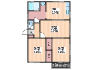 コーポ宮の町Ⅱの物件間取画像